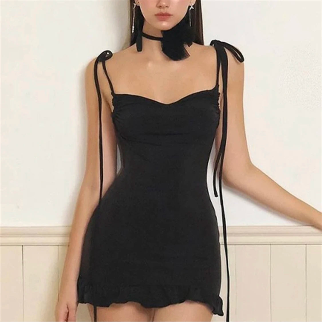 Sexy Open Back Lace up Slim Short dress