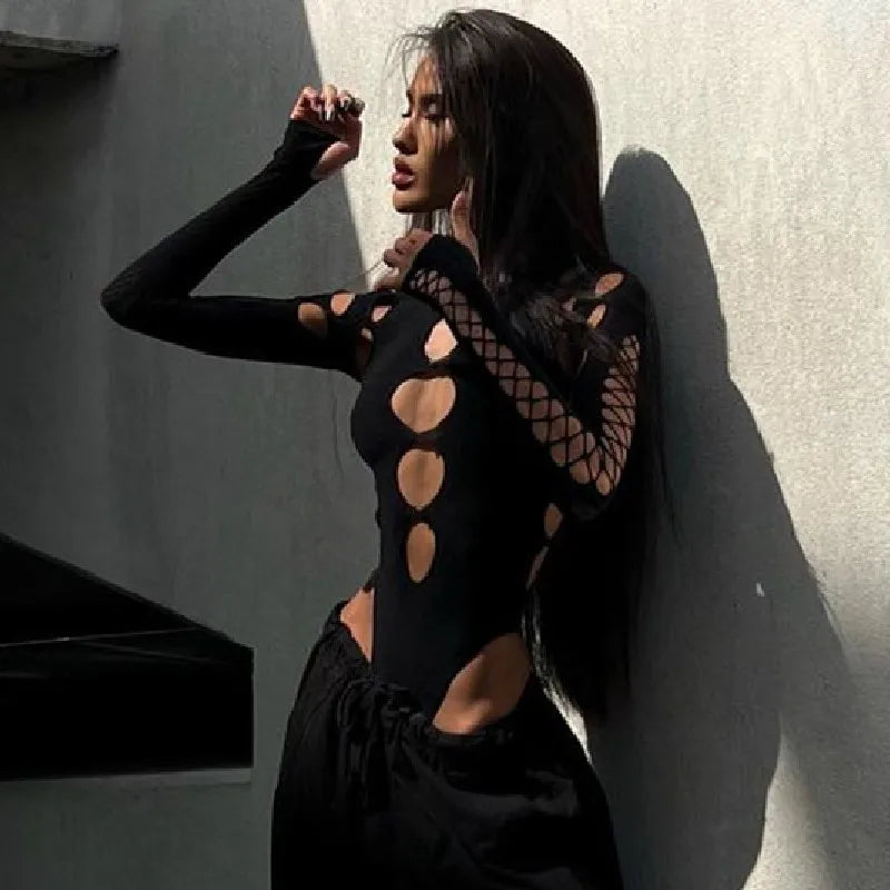 Sexy Dot Hollow Out Bodysuit